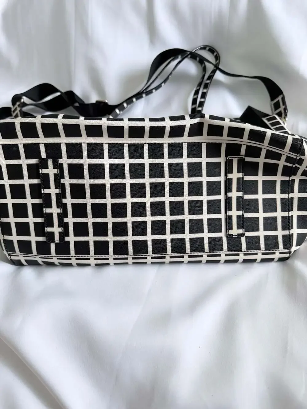 Kate Spade New York Black and White Grid Pattern Diaper/Weekender Bag